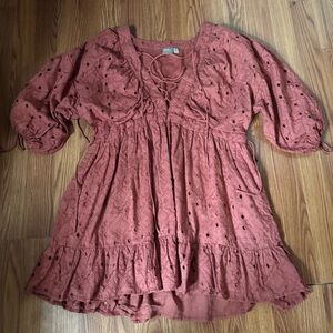 ASOS Terracotta Crochet Embroidered Cotton Dress Size US‎ 4 NWOT Boho
